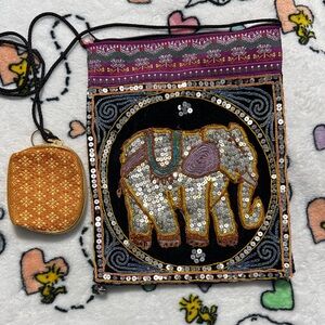 Embroidered Elephant Sequin crossbody